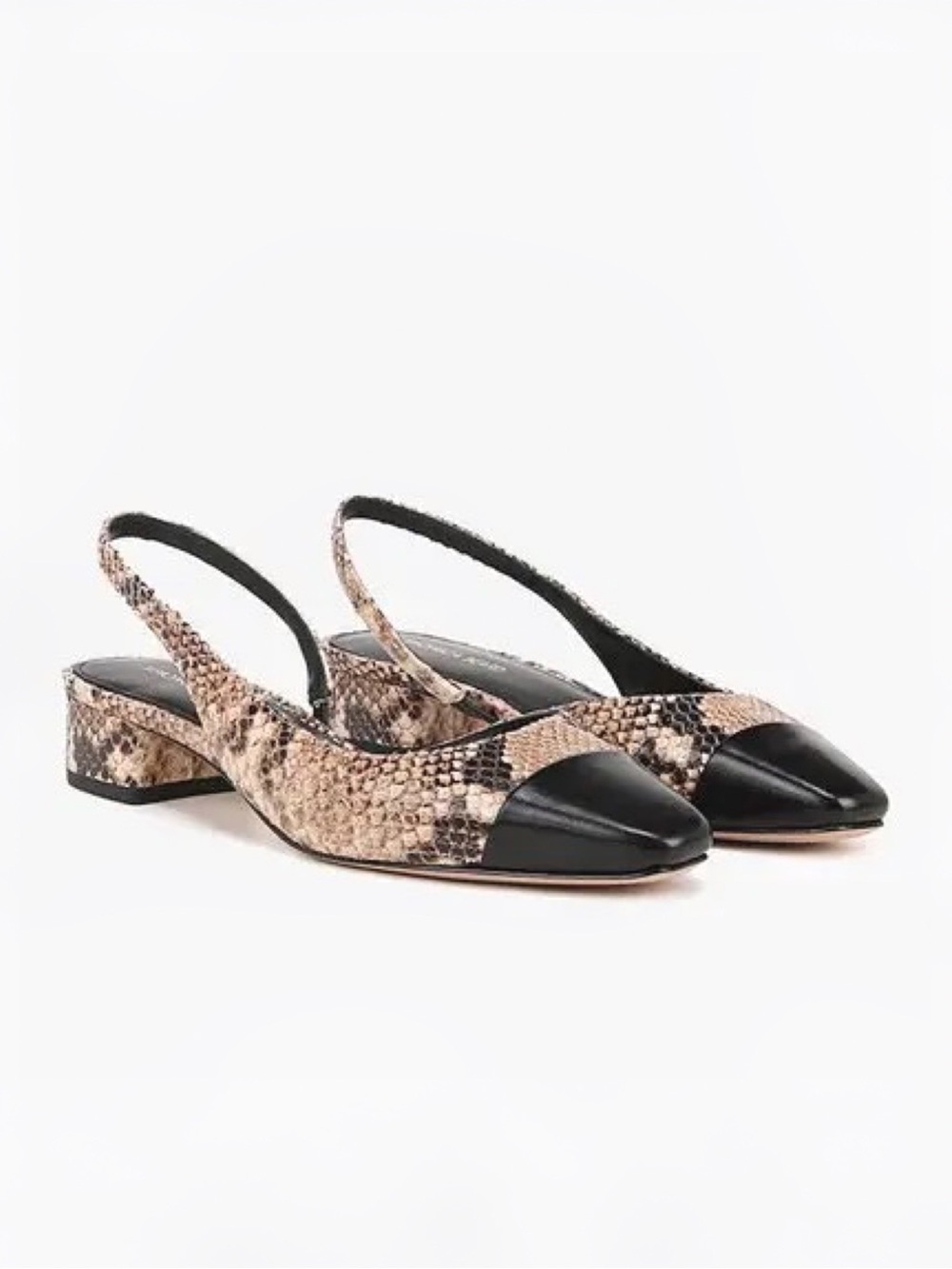 Veronica Beard Cecile Snakeskin-Embossed Cap Toe Slingback Sz 9.5 MSRP $375 NEW